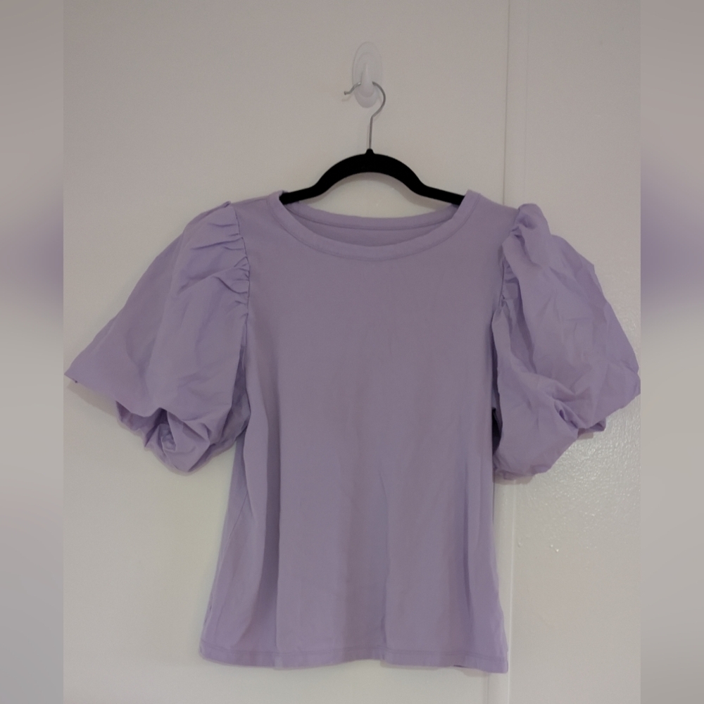 A New Day Lavender Puff Sleeve Top - Picture 4 of 10